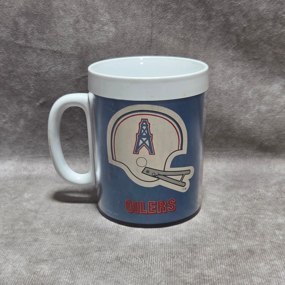 Vintage Houston Oilers Thermo-Serv Insulated Plastic Mug NFL Football Helmet